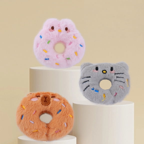 mdesiwst Donut Shape Cat Toy, with Natural Catnip And Rattle Paper, PP Cotton Filling Cat Teaser Toy, Chew Bite Anxiety Relief Pet Toy, for Cats Teeth Grinding Indoor Play