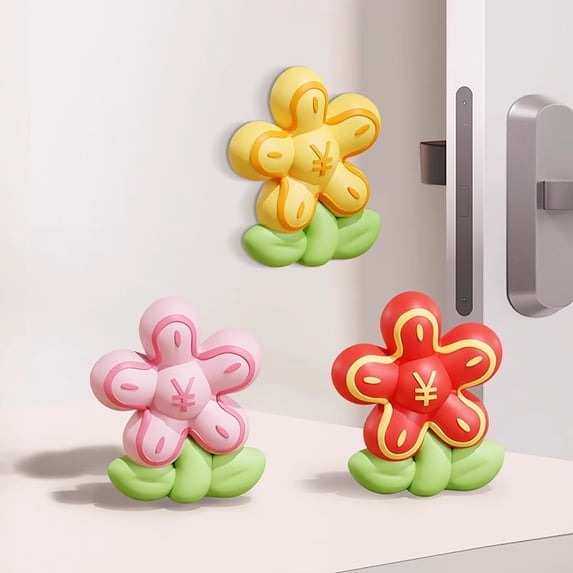 mdesiwst Door Stopper Wall Protector Door Handle Wall Guard Cute Flower Door Shock Absorption Stopper with Adhesive for Doors Protects Wall Surface