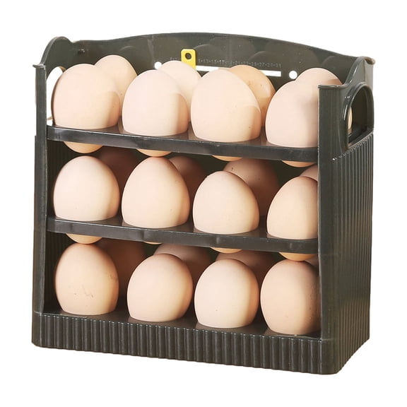 mdesiwst Egg Storage Box 24 Eggs Large Capacity 3-Layer Drawer Design Refrigerator Egg Holder Vertical Curved Grooves Refrigerator Organizer