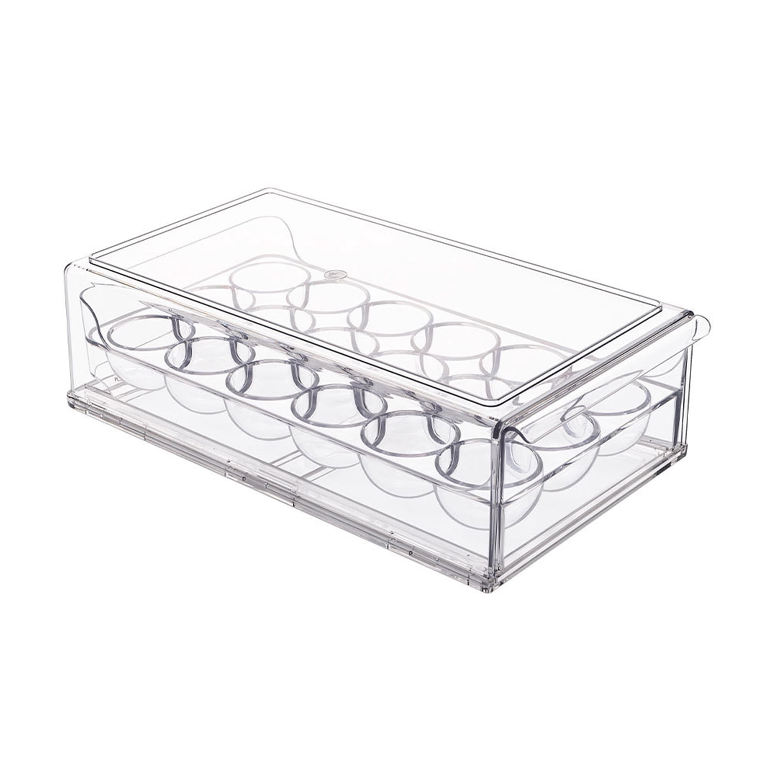 mdesiwst Egg Storage Box Large Capacity 36 Eggs Two-Tier Drawer Design Transparent Refrigerator Egg Rack Organizer