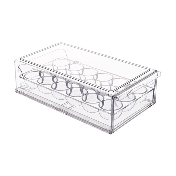 mdesiwst Egg Storage Box Large Capacity 36 Eggs Two-Tier Drawer Design Transparent Refrigerator Egg Rack Organizer