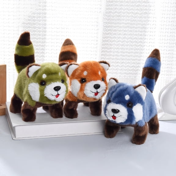 mdesiwst Electric Plush Red Panda Toy Interactive Walking Tail Wagging Raccoon Doll Handmade Toddlers Educational Simulation Stuffed Animal Toy