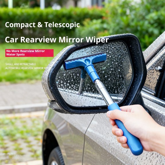 mdesiwst Extendable Car Side Mirror Wiper Window Squeegee Multi-Function Glass Cleaner for Rain Dirt Portable Compact Essential Auto Cleaning Tool for Cars SUVs
