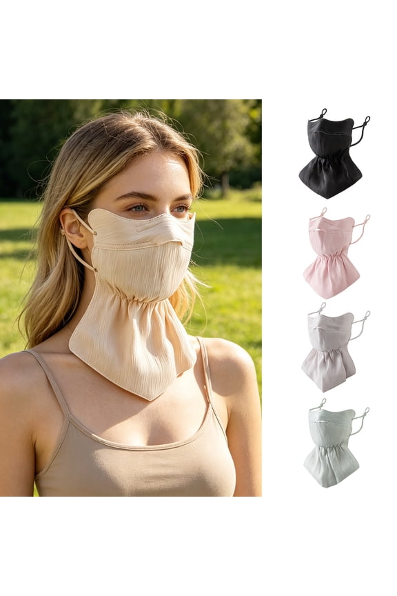 Face Guard High-Density Anti-UV Fabric Sun Protection Face Guard 3D Tailored Fit Adjustable Straps Summer Outdoor Face Protector