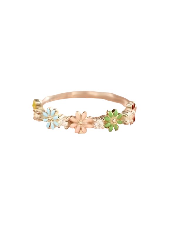 Finger Ring 3D Flower Shape Health Mood Support Long Wear Finger Band Wife Mother Sister Daughter Stress Relief Ring