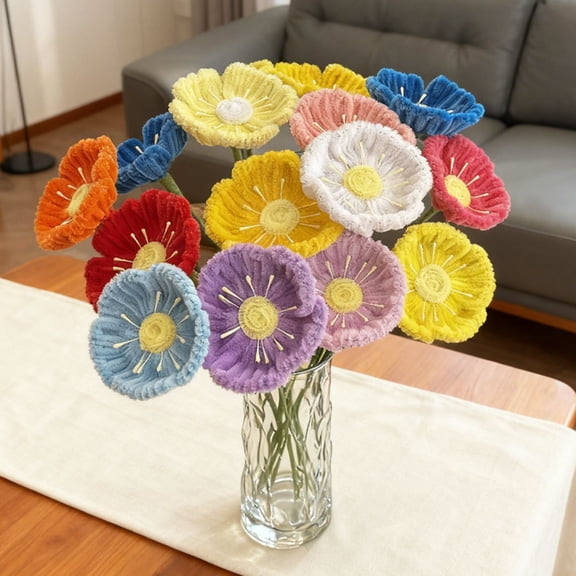 mdesiwst Finished Pipe Cleaner Flower Handmade Chenille Stem Fake Flower Craft Gifts for Women Mother Wife Valentine's Day Birthday Wedding Home Decor