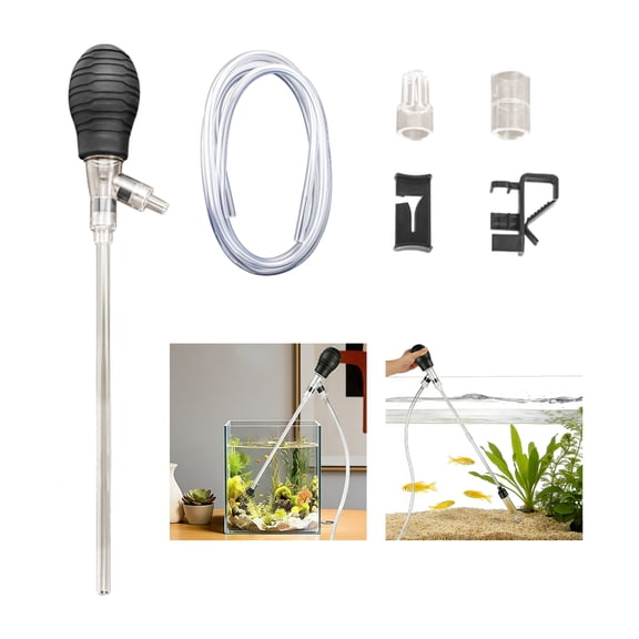 mdesiwst Fish Tank Vacuum Gravel Cleaner with Hose Flow Control Valve Filter Pipe Fixture Clamp Aquarium Water Changer Siphon Pump Sand Vacuum Cleaner