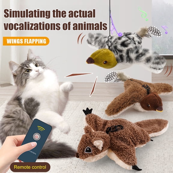 mdesiwst Flapping Bird Cat Toy Rechargeable Chirping Bird Cat Chasing Toy Interactive Plush Flying Bird for Indoor Cats Active Play Exercise Hunting Instincts