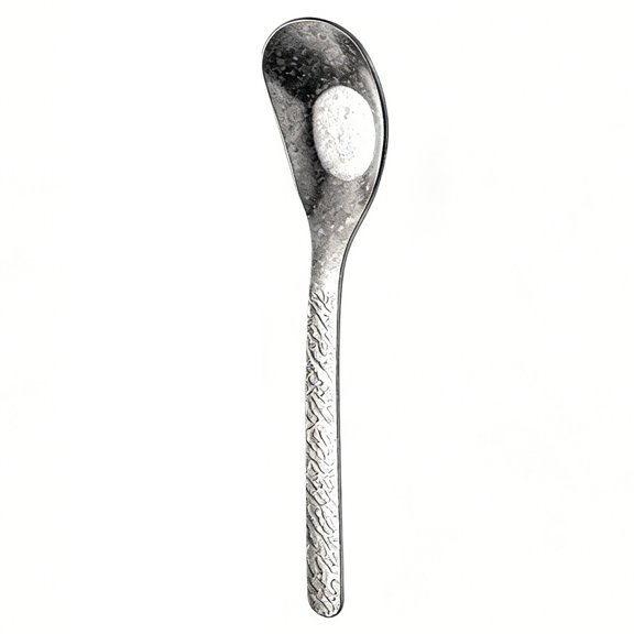 mdesiwst Flat Bottom Titanium Spoon Hammer Pattern Dinner Spoon Dishwasher Safe Long Handle Kitchen Soup Rice Ice Cream Dessert Spoon