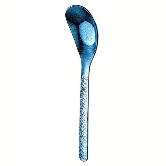 mdesiwst Flat Bottom Titanium Spoon Hammer Pattern Dinner Spoon Dishwasher Safe Long Handle Kitchen Soup Rice Ice Cream Dessert Spoon