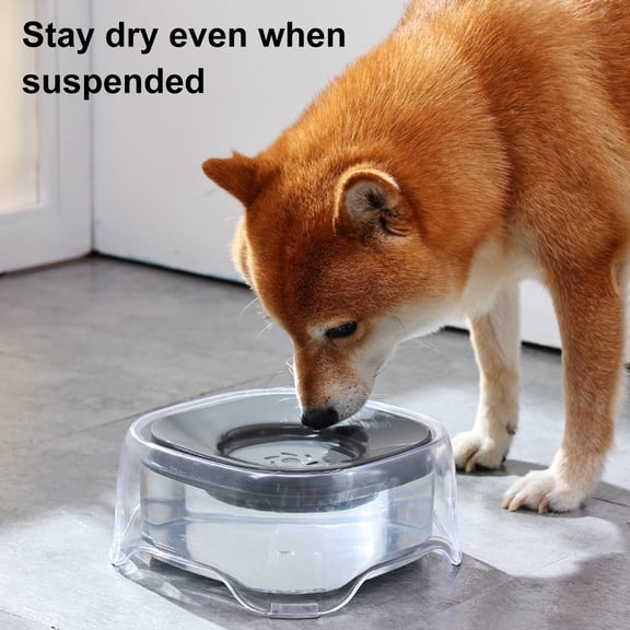 mdesiwst Floating Bowl Transparent Pet Water Dispenser 2000ML Large Capacity Suspended Plate Design Stable Water Surface Pet Dish
