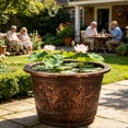 thumbnail image 1 of mdesiwst Flower Pot Thickened Resin Decorative Planter with Drainage Holes Large Capacity Bronze Embossed Outdoor Garden Flower Pot, 1 of 8