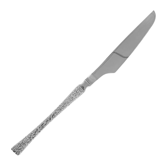 mdesiwst French Style Cutlery 304 Stainless Steel Hammered Texture Tableware Non-Slip Handle Small Waist Design Serrated Knife Sharp Fork Spoon
