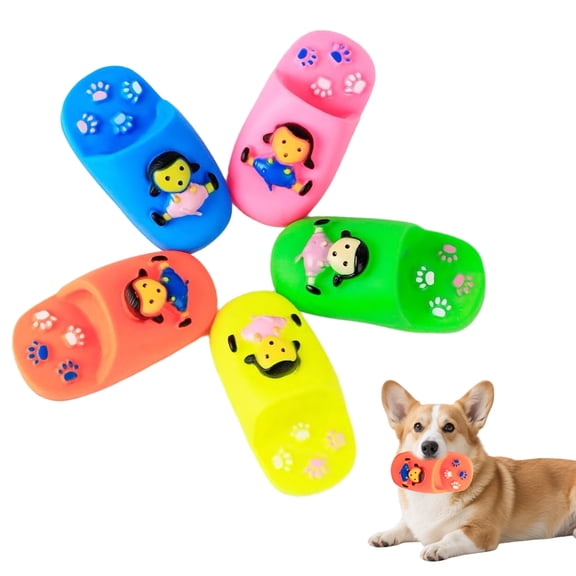 mdesiwst Girl Slipper Dog Chew Toy Bite Resistant Squeaky Simulated Slipper Shoes Pet Toy Boredom Stress Relief Puppies Teething Cleaning Toy