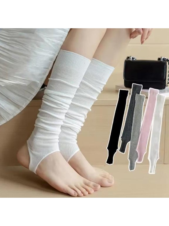 Girls Summer Stirrup Socks Breathable Toeless Calf Socks Slouchy Ballet Leg Warmers Scrunch Socks for Women Yoga Dance