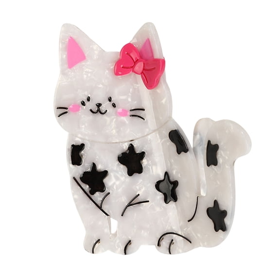 mdesiwst Hair Clip Cartoon Cat Shape Acetic Acid Back Head Hair Claw Anti-slip Teeth Lightweight Colorfast Large Shark Hair Clamp