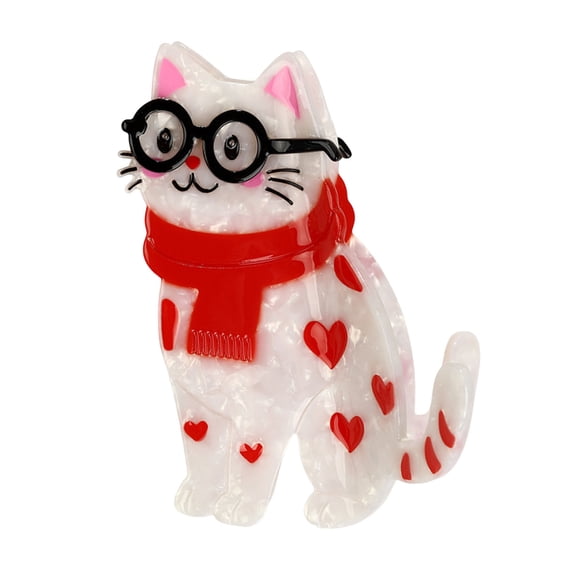 mdesiwst Hair Clip Cartoon Cat Shape Acetic Acid Back Head Hair Claw Anti-slip Teeth Lightweight Colorfast Large Shark Hair Clamp