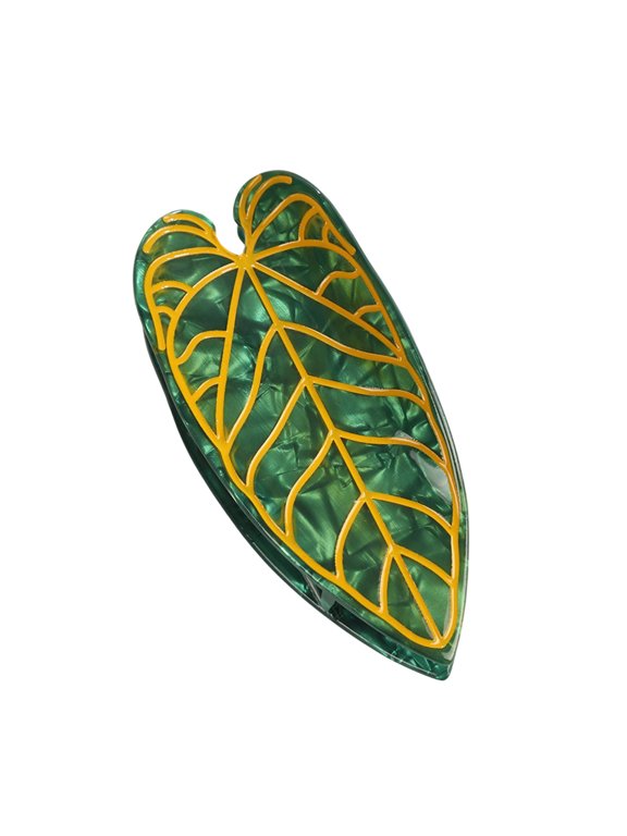Hair Clip Imitation Leaf Shape Acetic Acid Back Head Hair Claw Anti-slip Teeth Lightweight Colorfast Large Shark Hair Clamp Hair Accessories