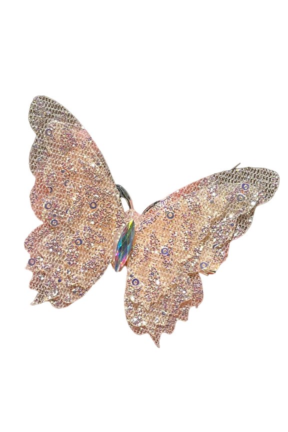 Hair Clip Rhinestones Inlaid Gradient Mesh Yarn 3D Butterfly Decor Side Bang Hair Pin Fairy Girl Hair Accessories