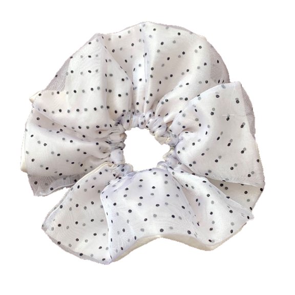 mdesiwst Hair Tie Dot Print Double-Layer Design Ponytail Half-Tied Hair Rope High Elasticity Ponytail Holder Commuting Style Hair Accessory
