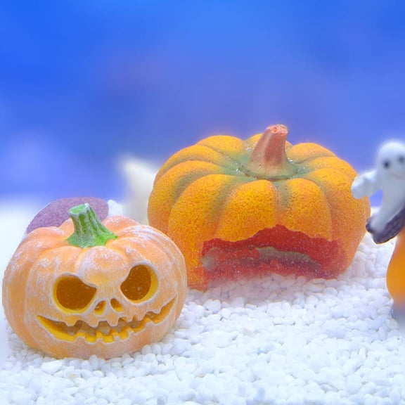 mdesiwst Halloween Pumpkin Aquarium Hideout, Ghost Face Pumpkin Betta Fish Hide Cave, Decorative Shrimp Hideaway for Betta Shrimp Tank