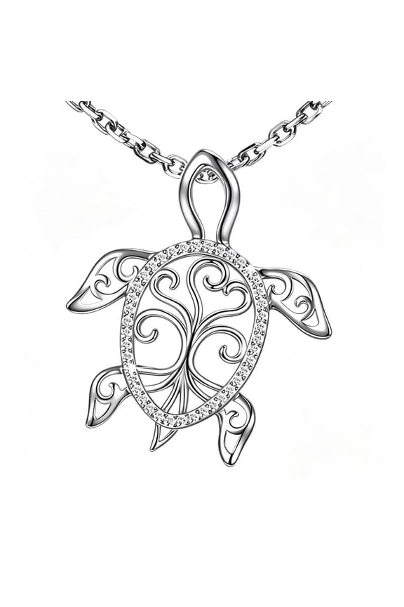 Hollow Sea Turtle Necklace Good Luck Longevity Turtle Pendant Necklace Sparkling Rhinestone Necklace Jewelry Gift for Her Wife Friend