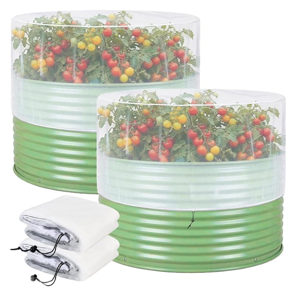 mdesiwst Insect Barrier Netting for 2 Ft Diameter Round Raised Beds Garden Netting with Drawstring Fine Mesh Plant Cover for Vegetables Flowers Fruits Protection from Birds Insects