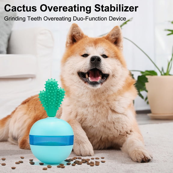 mdesiwst Interactive Dog Toy Textured Cactus Chew Toy Adjustable Dog Treat Dispenser Toy for Puppy Teething Boredom Relief Teeth Cleaning