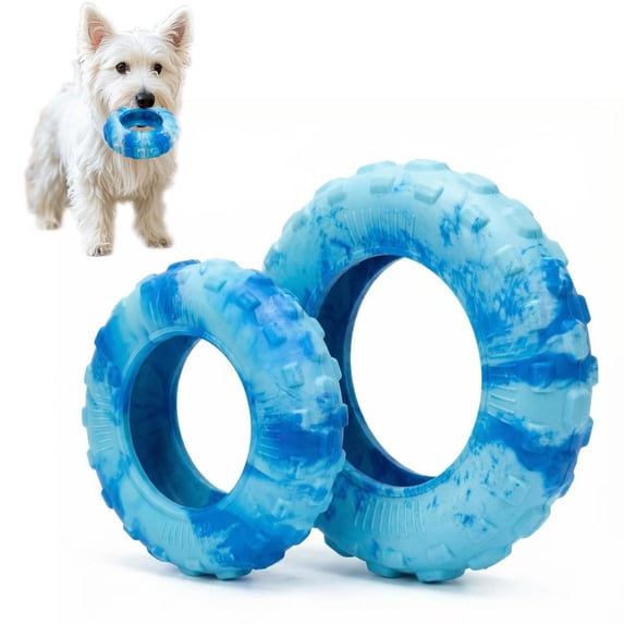 mdesiwst Interactive Dog Toy Tire Shape Textured Dog Chew Toy Teeth Cleaning Toy for Aggressive Chewers Tug-of-War Toss And Catch