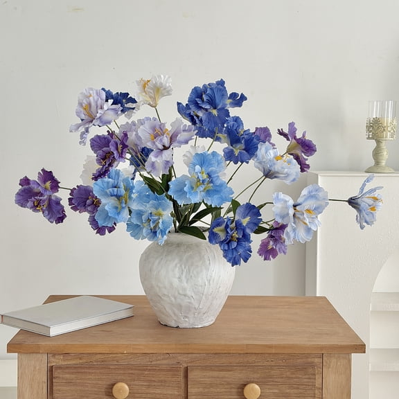 mdesiwst Iris Artificial Flower Realistic Faux Iris Flowers 33" Soft Fabric Indoor Outdoor Decor for Wedding Bridal Bouquets Centerpieces