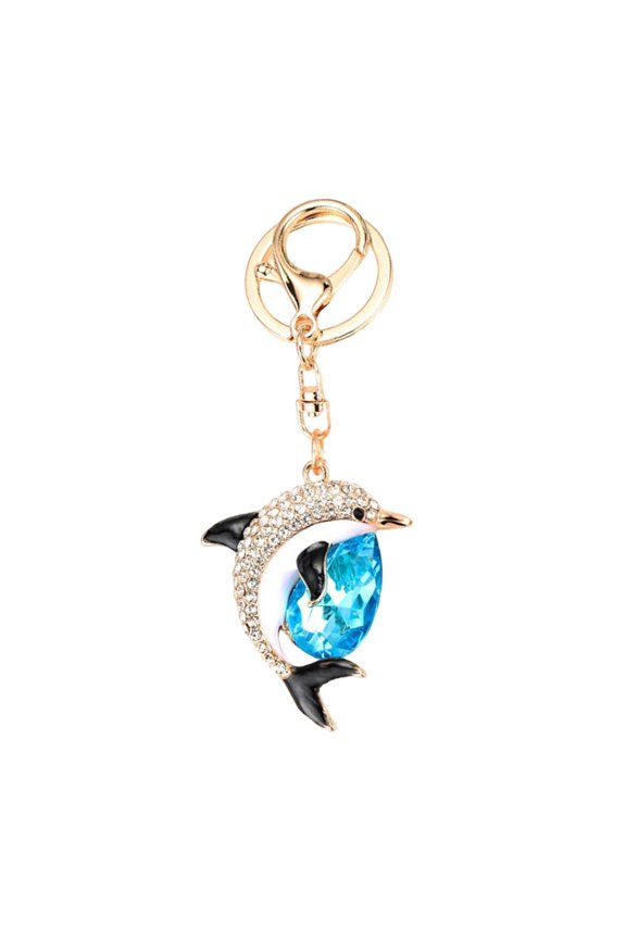 Key Ring Rhinestones-Encrusted Dolphin Shape Keychain Pendant with Strong Lobster Clasp Keys Bags Car Keys Accessories