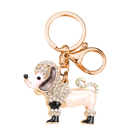 mdesiwst Keychain Pendant 3D Cartoon Poodle Dog Design Sparkling Rhinestones Inlaid Key Chain with Lobster Clasp Key Ring Bags Accessories