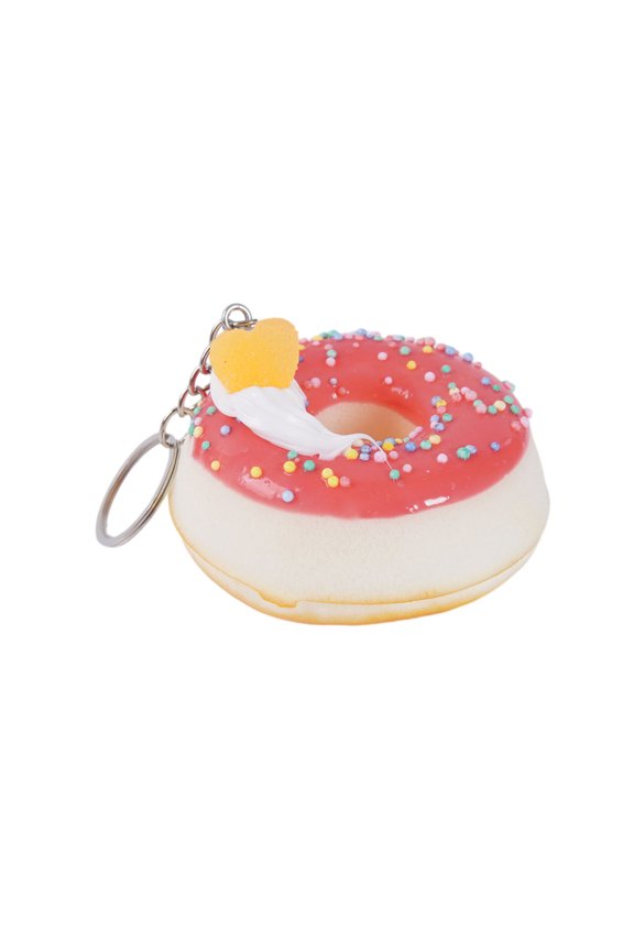 Keychain Pendant Donut Shape Soft Elastic Feel Quick Rebound Squeeze Toy Safe PVC Stress Relief Fidget Toy
