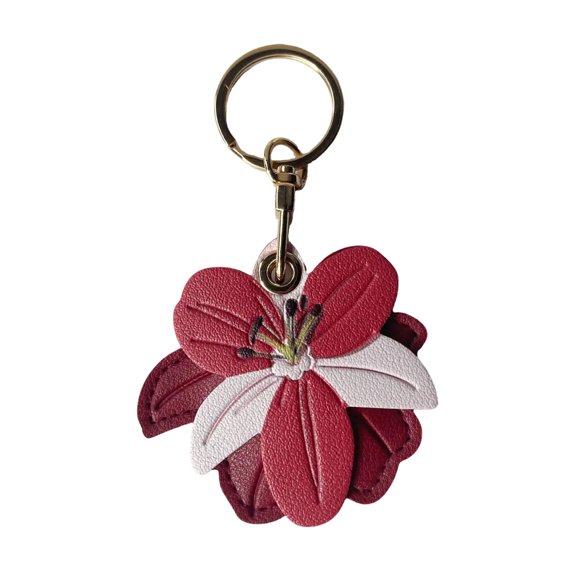 mdesiwst Keychain Pendant Flower Shape Bag Pendant Imitation Leather Access Control Card Holder Protective Cover Car Keychain Hanging Ornament