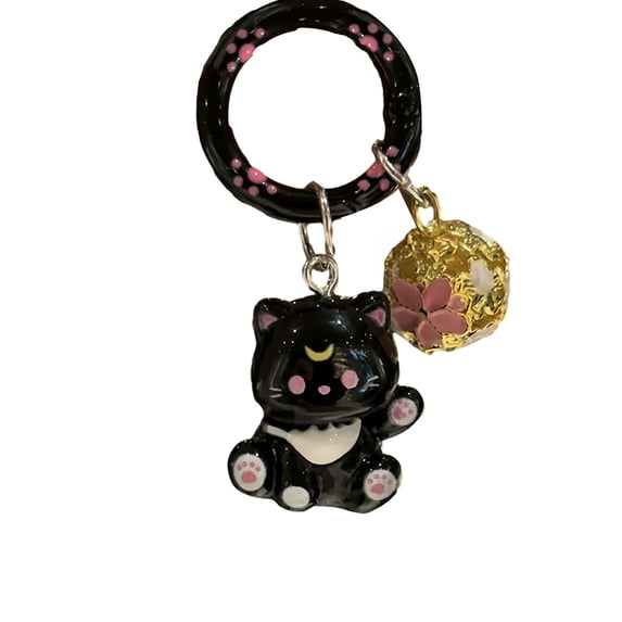 mdesiwst Keychain Pendant Three-dimensional Cat Bell Sound Keyring Keys Bags Phone Lanyard Versatile Hanging Ornament