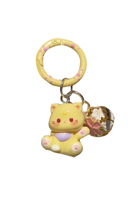 Keychain Pendant Three-dimensional Cat Bell Sound Keyring Keys Bags Phone Lanyard Versatile Hanging Ornament