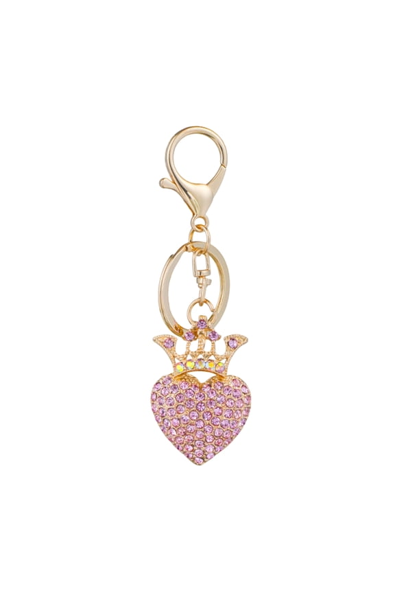 Keychain Sparkling Rhinestones Inlaid Heart Crown Design Keychain Pendant Enamel Oil Drip Process Smooth Edges Spring Buckle Key Holder Backpacks Accessory