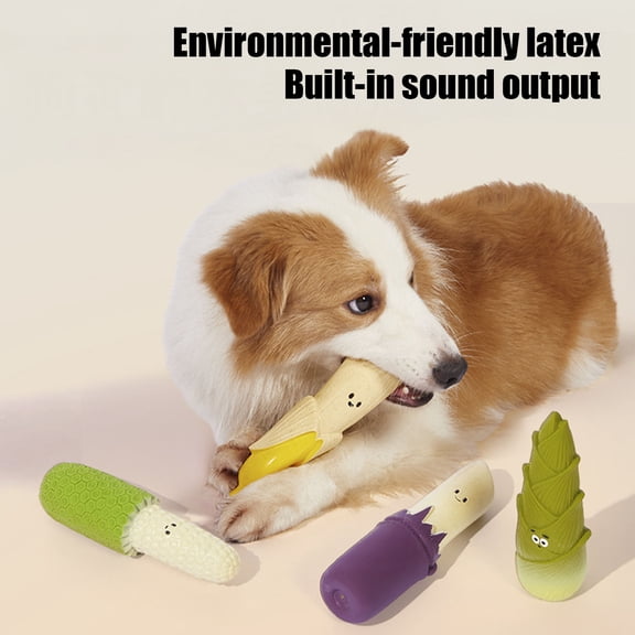mdesiwst Latex Dog Teething Toy Squeaky Dog Chew Toy Cute Banana Sugarcane Bamboo Shoot Dog Teeth Cleaning Toy for Puppies Aggressive Chewers Interactive Play