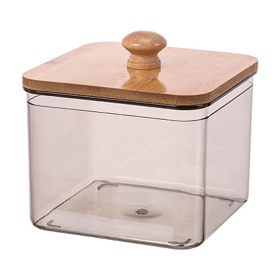 mdesiwst Laundry Beads Storage Box with Bamboo Cover Large Opening Acrylic Container Laundry Powder Beads Moisture Proof Organizer