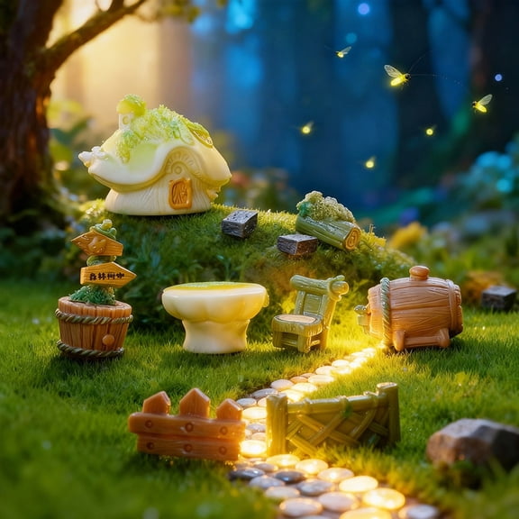 mdesiwst Micro Landscape Ornament Forest Theme Miniature Desktop Decoration Resin Figurines for Bookshelf And Flower Pot