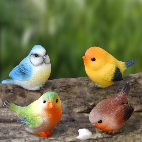 mdesiwst Mini Bird Figurine Tiny Resin Bird Cake Topper Miniature Bird Animal Figure for Dollhouse Accessories Fairy Garden Plant Pot Ornaments