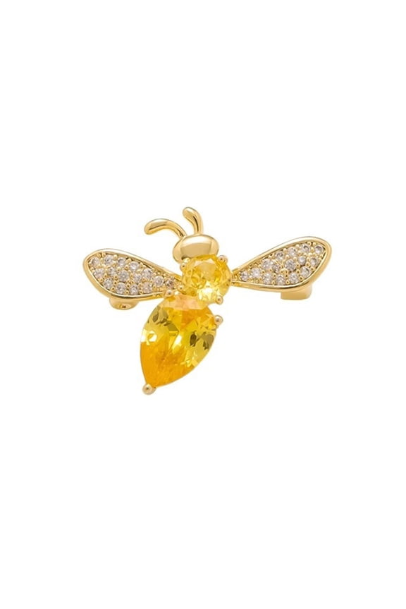 Mini Brooch Dazzling Rhinestone Inlay Bee Shape Zinc Alloy Pin Suits Coats Sweaters Scarves Badge Outfit Accessory