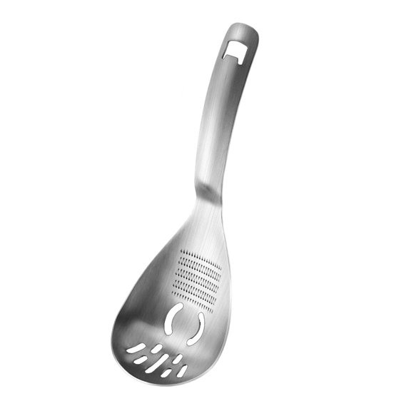 mdesiwst Multi-Function Spoon Stainless Steel Food Masher Egg Separator Bottle Opener Pasta Strainer Portable Rust-Resistant Essential Kitchen Gadget for Home Travel