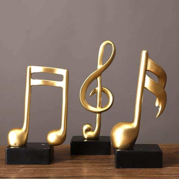 mdesiwst Music Note Sculpture Gold Resin Musical Symbol Figurine Modern Tabletop Decoration for Piano Room Home Office Table Centerpiece