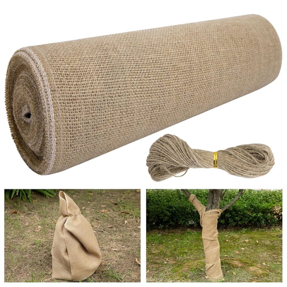 mdesiwst Natural Burlap Tree Wrap, Winter Plant Tree Trunk Protector, Burlap Fabric Frost Freeze Protection Wrap for Shrubs, Outdoor Trees