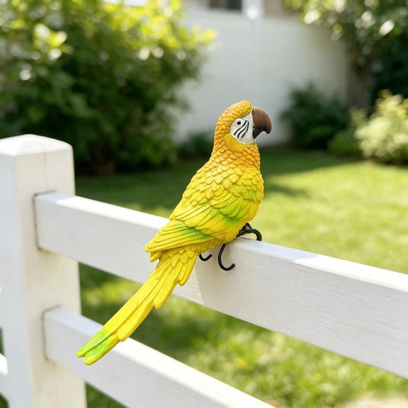 mdesiwst Parrot Garden Statue, Hand-Painted Resin Bird Figurine with Metal Clip, Colorful Budgie Macaw Ornament for Potted Plant Edge, Patio Yard Balcony Decor