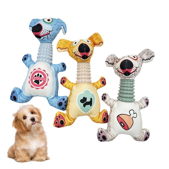 mdesiwst Pet Toy Cartoon Animal Design Teeth Cleaning Dog Chew Toy Loud Sound Bite-Resistant Interactive Dog Toy