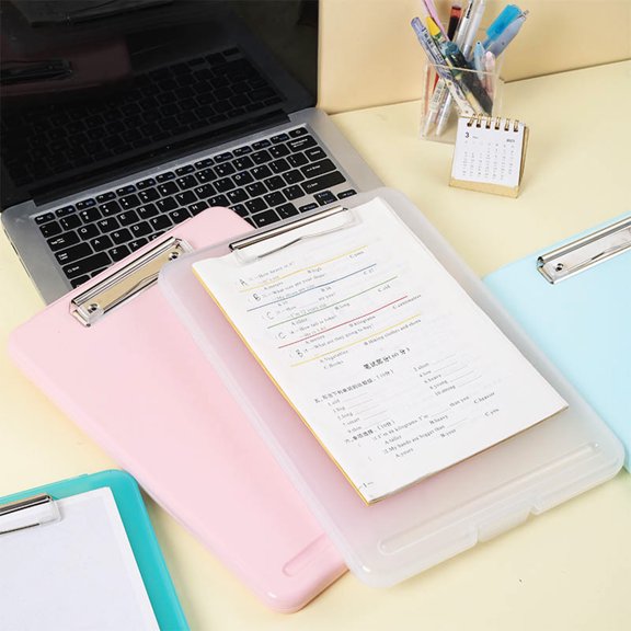 mdesiwst Plastic Clipboard with Pen Holder, Stable Writing Surface Menu Holder, A4 A5 File Box for Office School And Nursing