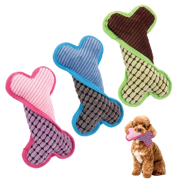 mdesiwst Plush Bone Dog Chew Toy Bite Resistant Squeaky Stuffed Bone Interactive Toy Small Medium Large Dogs Teething Cleaning Boredom Toy