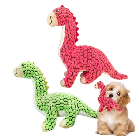 mdesiwst Plush Dinosaur Dog Toy Squeaky Interactive Dog Chew Toy Textured Stuffed Animal for Puppy Teething Medium Large Dogs